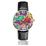 Mardi Gras New Orleans Trombone Relojes Durable PU Cuero Reloj de Pulsera Life Silence Reloj de Cuarzo Acero Inoxidable como Regalo de cumpleaños