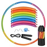 Phobby Weighted Exercise Hoop for Adults, 2.2lbs Adjustable Fitness Hoop, 8 Detachable Hoop Sections with Jump Rope & Storage Bag, Home Gym Workout
