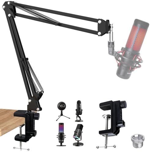 SUNMON - SUNMON QuadCast Boom Arm Mic Stand, Adjustable Mic Arm with 3/8’’ to 5/8’’ Adapter compatible with HyperX Mic, Blue Yeti, Solocast, Seiren V3 Mini and Most Mic, Mic Boom Arm Perfect for Streaming - -10%