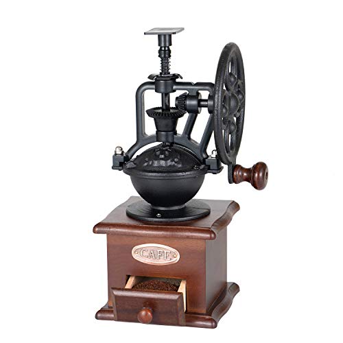 SOPRETY Manual Coffee Grinder Mill Antique Wooden Hand Crank Coffee Mill Coffee Grinder Roller
