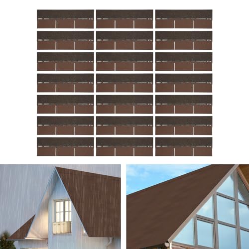 21-Piece Asphalt Roof Shingles, 33.37 Sq Ft Coverage, Premium Shingles with Fiberglass Base, Roofing Tiles for Home/Villa/Garden Roofs (Brown)