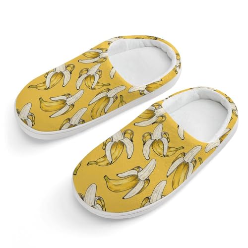 Yellow Sweet Bananas Boys Girls House Slippers with Microfleece Lining Cozy Household Shoes Non-slip for Kids 34