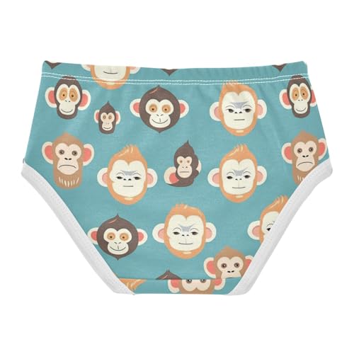 Wusikd Cute Monkey Head Girls' Underwear Cotton Blue Girls Briefs Soft Toddler Underwear 2T2