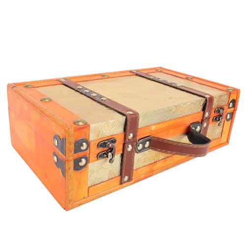 Maleta Vintage, Maletas de Cartón de Madera con Correas, Equipaje de Baúl Antiguo, 13,46 X 7,87 X 4,33 Pulgadas, para Fiestas Temáticas, Almacenamiento de Decoración de