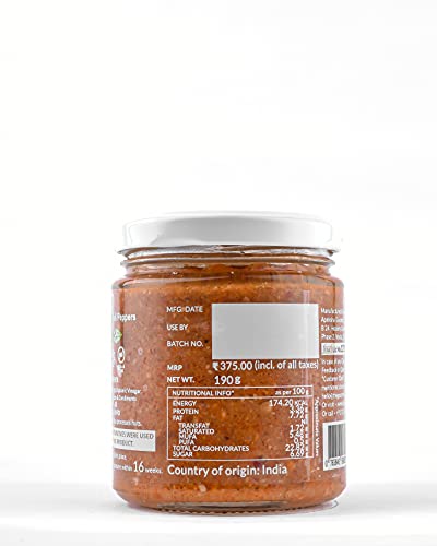 The Gourmet Jar Roasted Red Pepper Pesto 190g| 100% Natural, No Preservatives, No Artificial Colors, No Artificial Flavouring agents| Vegan| Keto-friendly| Slow roasted Red Bell Peppers| Chironji seeds| Use it in a pasta, as a dip or a spread to pair with your snacks| Pack of 1