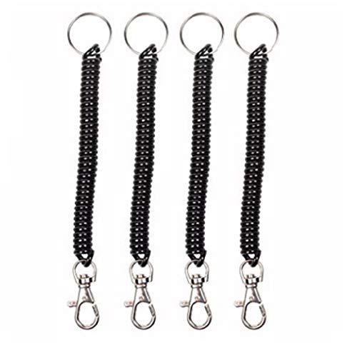 Wenbin 4 pcs coil spring coil key ring mobile phone spring hook retractable line anti-theft anti-lost rope key ring holder with metal lobster clasp
