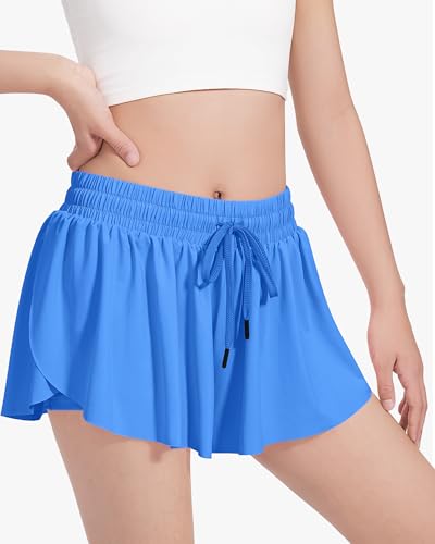 Image of HASMES Girls Butterfly Shorts Teen Flowy Athletic Shorts for Running Dance Cheer 5-14Y