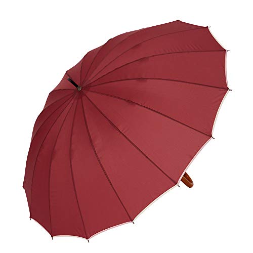 [シノワズリーモダン]雨傘 長傘 レディース 16本骨 軽量 パイピング (ワイン)