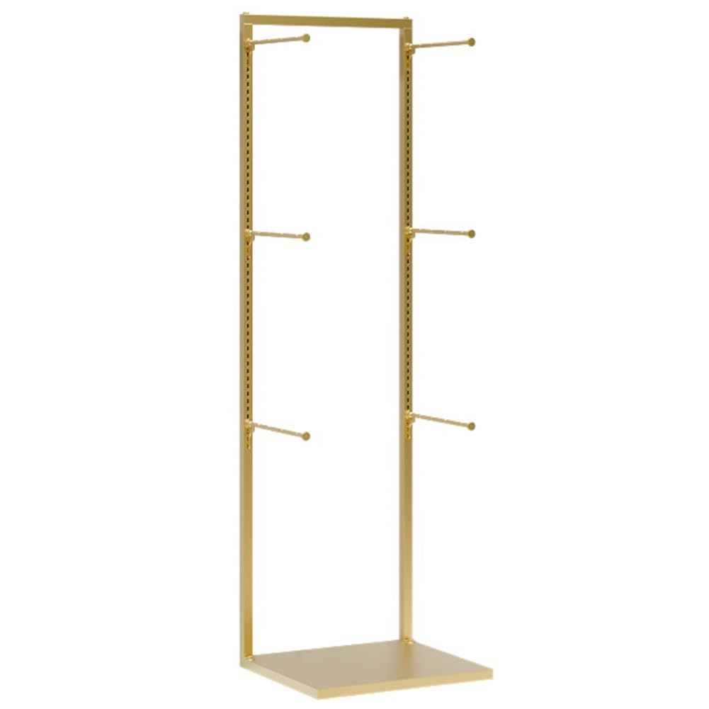 YNBSHGAA Freestanding Garment Rack Display Stand, Multifunctional Storage Hanger for Clothes, Lingerie, Scarves, Towels for Retail Store, Showroom, Mall, Gold,Gold-40x40x135cm