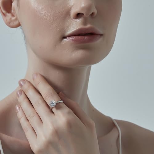 PERIMADE 0.5ct 1ct 1.5ct 2ct 3ct 5ct Moissanite Wedding Ring for Women, Color D, VVS1 Certified Moissanite Engagement Stacking Band 950 Platinum Plated 925 Sterling Silver 6 Prong Band Ring Size 4.5-94