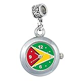Länder Flaggen Uhren Timest - Guyana Länder Flaggen Uhr für Armbänder und Ketten Rund Analog Quarz EBA0281
