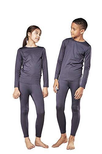 DEVOPS Boys and Girls Thermal Underwear Long Johns Set with Fleece Lined (Small, Charcoal)