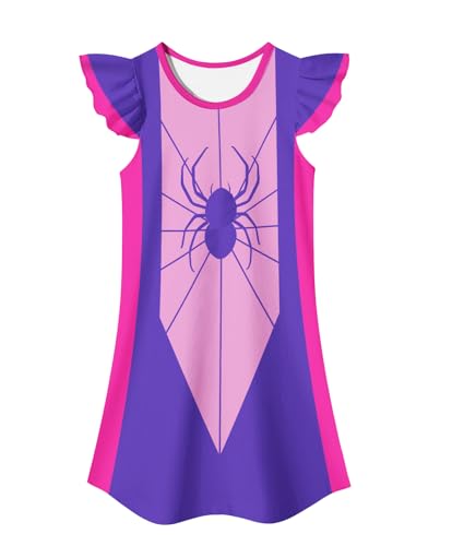 Toddler Girl Cartoon Dress Flutter Sleeve Summer Casual Dress for 3-8 Years Kids