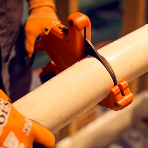 Image of Klein Tools 50080 Ratcheting PVC Pipe Cutter, Cuts 2-Inch ID PVC, CPVC, PEX Pipes, One-Handed Operation, Replaceable Blades