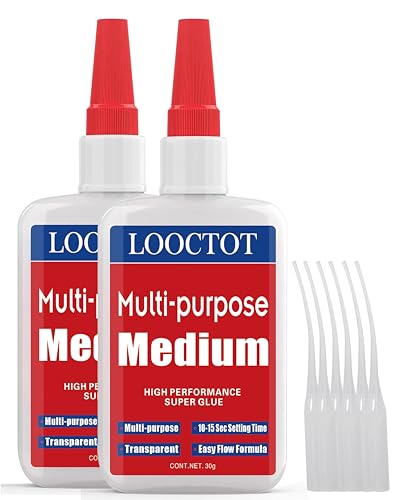 LOOCTOT 60g(2.12 oz) Medium CA Glue Premium Adhesive. All Purpose,Quick Drying Super Glue, for Wood,...