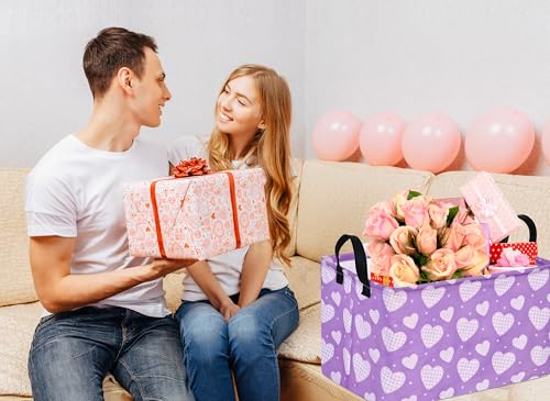 Image of Valentine's Heart Storage Basket Gift Laundry Bins Collapsible Storage Baskets Box Laundry Nursery Hamper for Home and Office Decoration with Handles