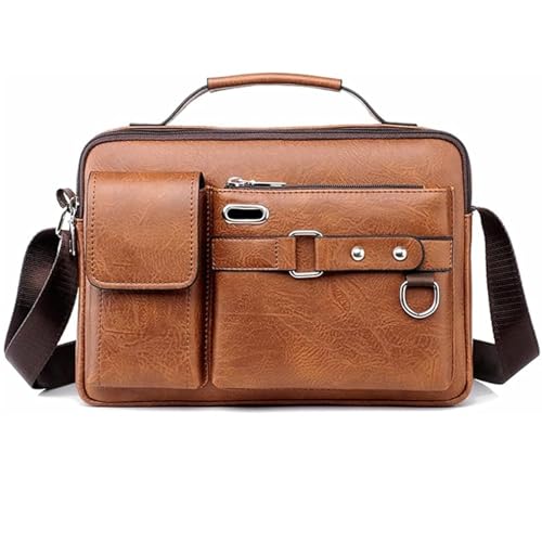 Handcuffs Crossbody Sling Bag for Men & Women | PU Leather Shoulder Bag with Earphone Port & Adjustable Strap for Travel & Work (Rust)