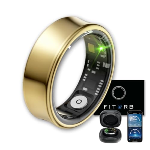 Fitorb Smart Ring Pro - Das Original. High-Tech Fitness- & Gesundheitsring, Schlafanalyse, 24/7 Aktivitätstracking. Temperaturmessung, Stress. Proberinge. (Neptun, Gold, 22,4 mm (13))