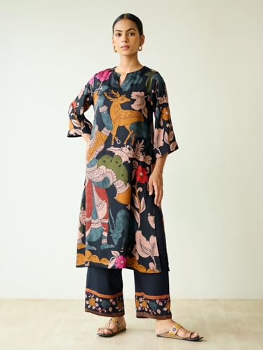 Image of ANNI Designer Women's Rayon Viscose Straight Printed Kurta with Palazzo