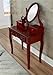 Roundhill Furniture Ashley Wood Make-Up Vanity Table and Stool Set, Cherry