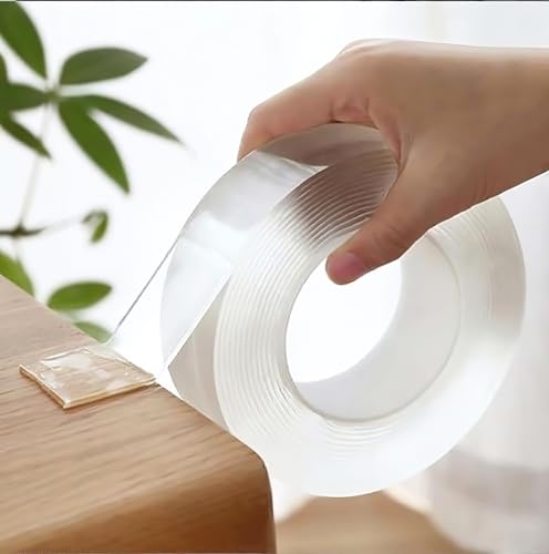 Image of GLUN Double Sided Tape Heavy Duty Multipurpose Nano Adhesive Grip Tape | Removable, Washable, Traceless, Reusable Sticky Strips for Wall Mounting, Home & Office, 9 x 9 Cm