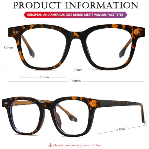 Image of AIEYEZO Fashion Blue Light Glasses for Women Men Retro Anti-Blue Light Eyeglasses TR90 Square Frame Computer Glasses