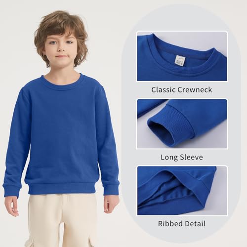 3-Pack Boys Crewneck Sweatshirt Long Sleeve Cotton Pullover Tops Thin Sweatshirts for Kids（2-12 Years)3
