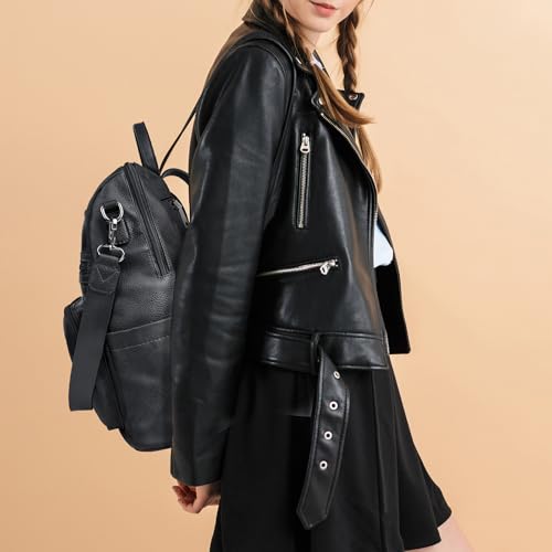 ECOTISH Damen-Rucksack veganem Leder Groß Stylisch Frauen Designer Schultertasche Reiserucksack mit Quaste Cityrucksack Rucksacktasche (schwarz)