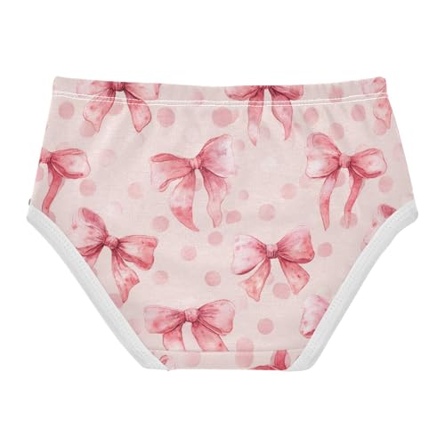 Wusikd Watercolor Pink Bows Girls' Underwear Cotton Girls Briefs Soft Toddler Underwears 2T2
