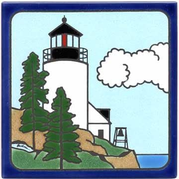BASS Harbor Light Tile, Lighthouse Wall Plaque, Lighthouse Trivet LH-4