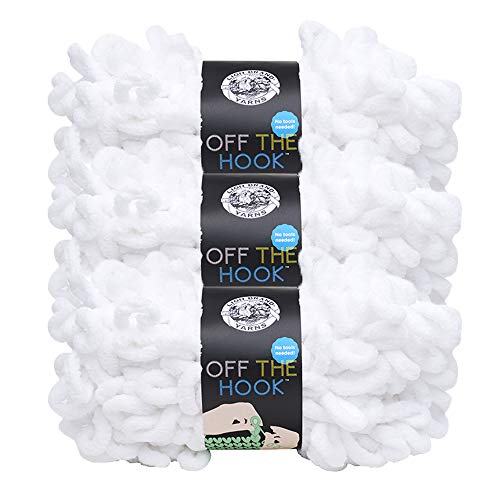 Image of Lion Brand Yarn, Off The Hook Loop Yarn, Sugarcane, White, 3 Pack
