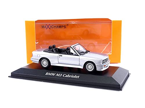 Modelo a escala 1:43 BMW M3 Cabriolet 1988 plateado metálico miniatura 4