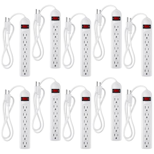 Hoteam 10 Pcs Power Strip Bulk 6 Outlet Surge Protector