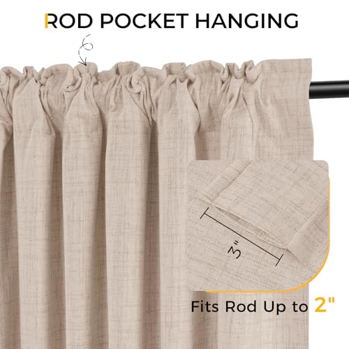 Inovaday Blackout Curtains, 1-Panel Linen Textured 100% Thermal Insulated Room Darkening Sun Blocking Drapes For Bedroom, Nursery thumb #3
