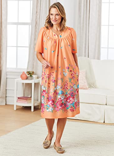 Image of AmeriMark Casual Women's Patio Muumuu House Dress Loose Comfortable Short Sleeve Sun Dress Lounger Gown Sleepwear for Ladies
