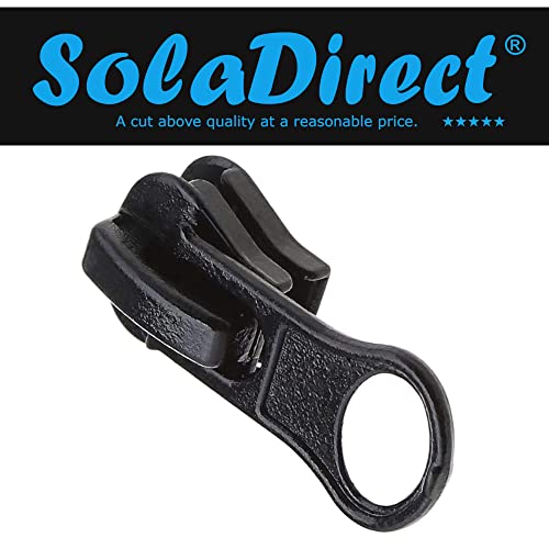 SolaDirect 1 x Zipper Slider Puller Replacement Metal Pull Tab Zip Fixer Parts for Repair Jeans, Coats, Jackets, Zippers (Black for No 5 Zippers)