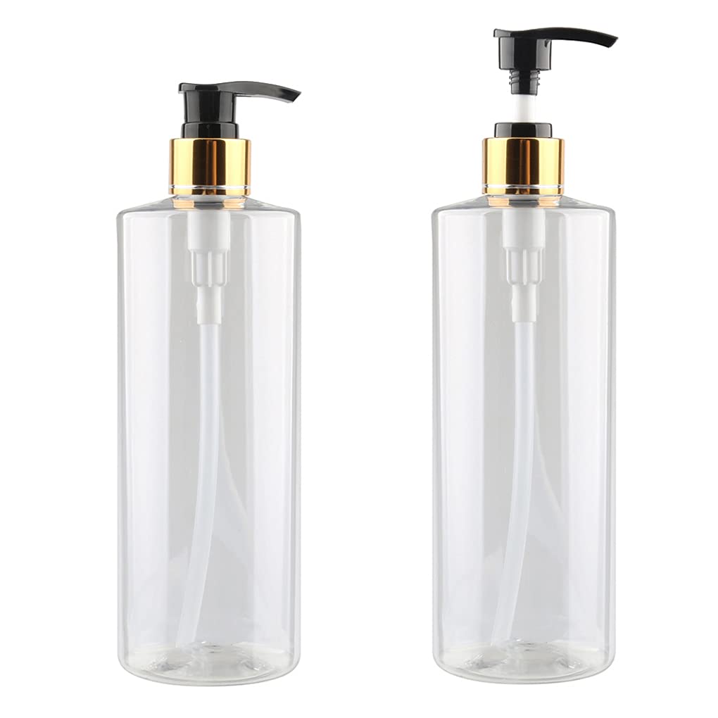 Confezione da 8, flaconi Vuoti da 500 ml con Pompa erogatrice, flaconi in plastica Pet Bianca, flaconi per lozione Oro/Nero, flaconi Bili per Shampoo e Olio per Il Corpo (Trasparenti)