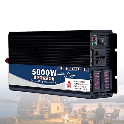 5000W/6000W/8000W Hybrid Power Inverter, 12V/24V/48V/60V DC to AC Converter with Protection and LED Display for Vehicles, Off-Grid, and Emergency Power...