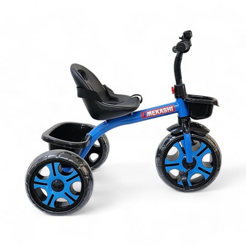 Image of MEKASHI T-001MW Plug N Play Kids Trike /Baby Tricycle, Big Size Storage Basket, Bell, Comfortable Seat with Seat Belt, 12 to 48 Months, Load Upto 35Kg, Easy Assembly, Heavy Guage Steel Frame, Blue