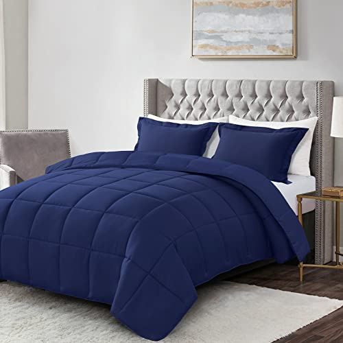 Satisomnia Twin Size Comforter Navy Bed Comforter Twin Set Solid Summer Comforter Lightweight All Season Down Alternative Blue Bedding Set With 1 Pillow Sham, Comforters Twin Xl Navy Only 68"X90" #TOP1