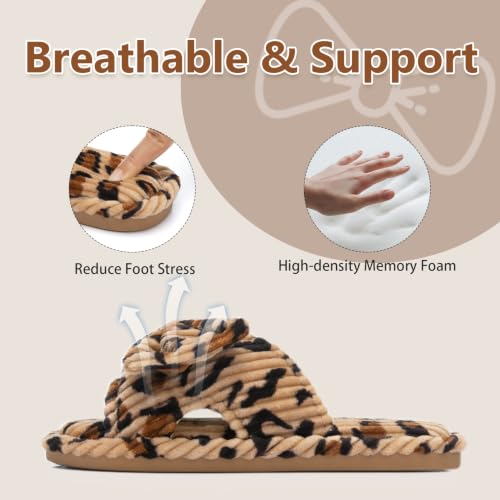 Image of GOEWY Cute Slippers for Women Indoor and Outdoor Cozy Soft Bow Open Toe Womens Slippers with Memory Foam Anti-Skid Sole Slides Spa Birthday Gifts for Women Mom Her Ladies Bridesmaid