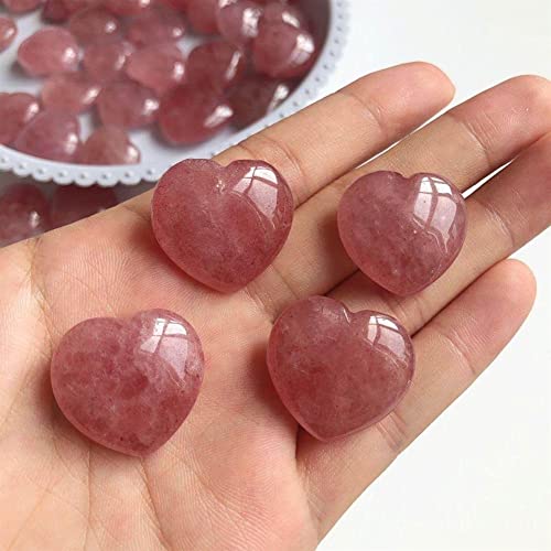 Cristal de fraise de qualité supérieure taillé en cœur, lot de 2 - 4