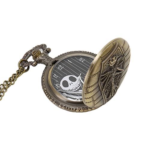 HURRISE Relógio de bolso de quartzo, elegante vintage com estampa de caveira, relógio de bolso práti