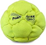 DIRTBAG PT Pro 32 Panel Footbag, Flying Clipper Original Design, Steel Pellet Filled for Maximum Control Handsewn - Fluorescent Yellow.