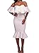 AlvaQ Women's Elegant Off Shoulder Bodycon Club Wedding Evening Party Mermaid Midi Dress Formal X-Large White