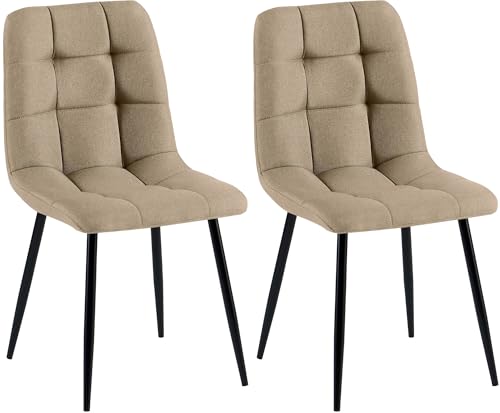 CLP Lot de 2 chaises de Salle ŕ Manger Tilde I Chaises de Cuisine rembourrées avec Housse surpiquée I avec Structure métallique, Couleur:Taupe,...