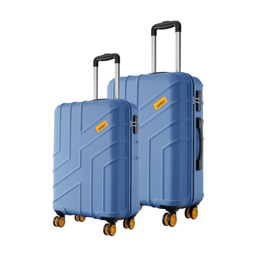 Safari Cabin Stratos 8 Wheels Set of 2 (+ Medium) Trolley Bags, Hard Case Polycarbonate, 360º Wheeling Luggage for Men & Women, Travel Bag Suitcase for Travel, Trolley Bags for Travel, Steel Blue