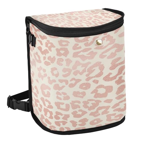 Image of senya Car Trash Can Car Garbage Can Car Waste Basket,Rose Gold Leopard Print Cheetah Leak-Proof Car Trash Bin, Car Trash Hanging Car Accessories Interior Car Organizer Bag