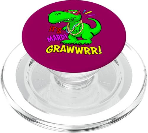 Mardi Grawwrr Gras T-rex Indossare perline cartone animato PopSockets PopGrip per MagSafe