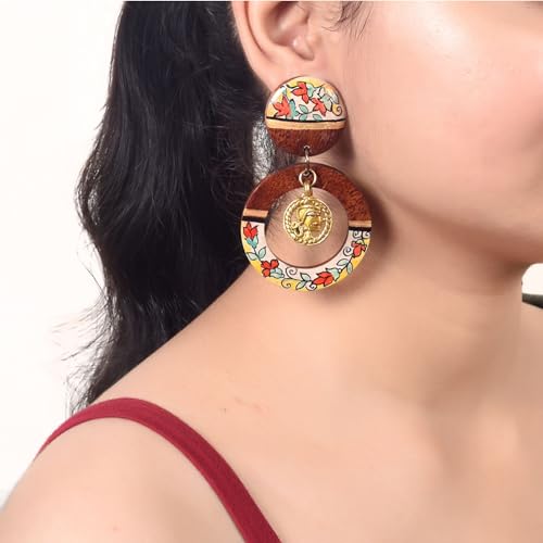 Image of Handcrafted Boho & Ethnic Earrings for Women - Wooden & Brass Statement Designs in Loop, Swing & Motif Styles